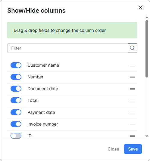 Column toggles