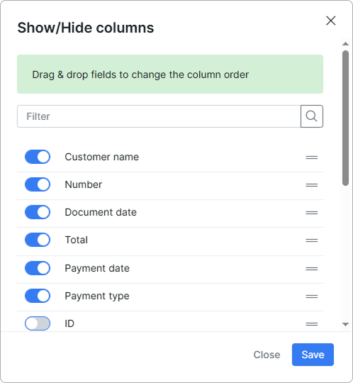 Column toggles