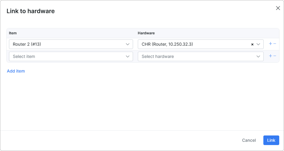 Link to hardware window