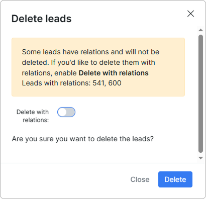 Delete leads