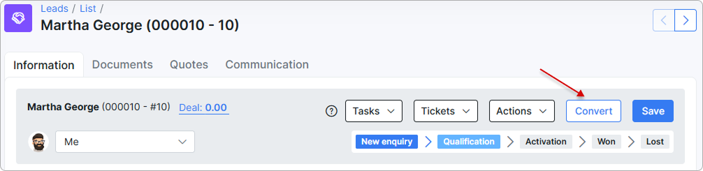 Convert button