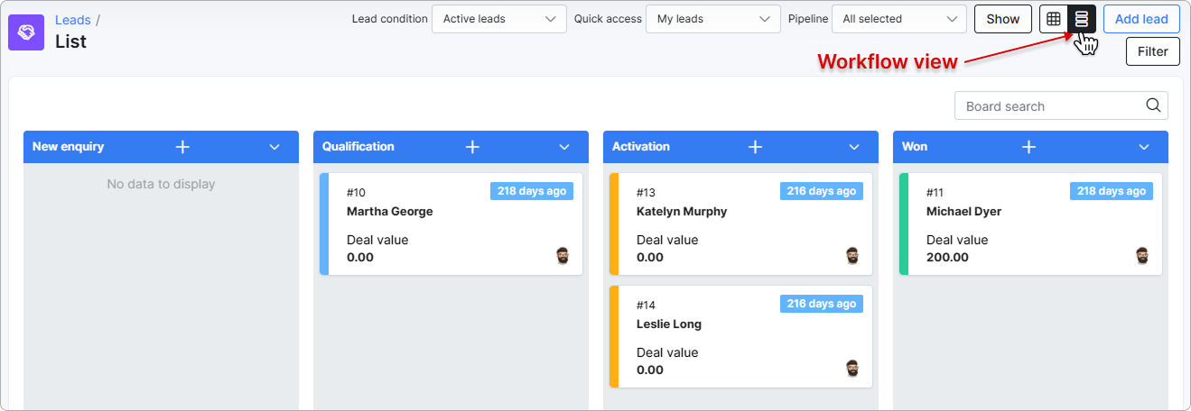 Workflow view