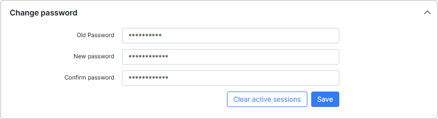 Change password section