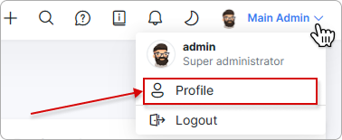 Profile button in the admin's dropdown menu
