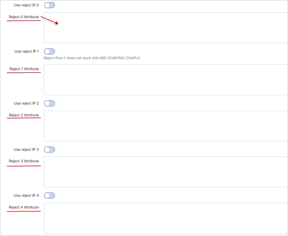 Reject attribute fields are empty