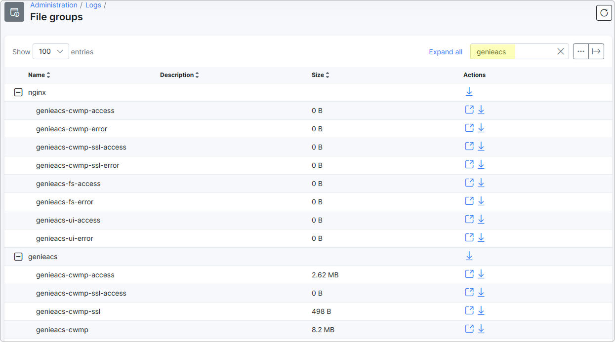 Debug logs on the Files page