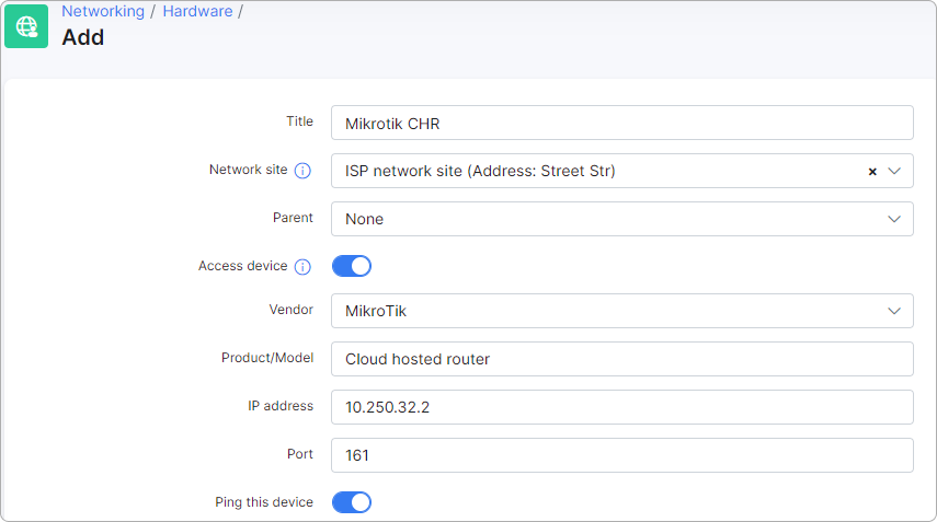 Form for adding hardware 1