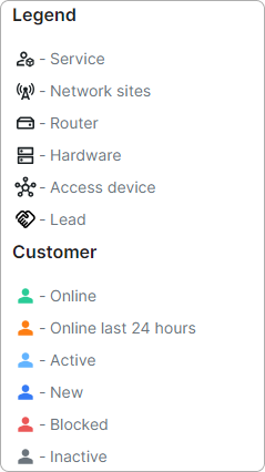 Legends and customer statuses