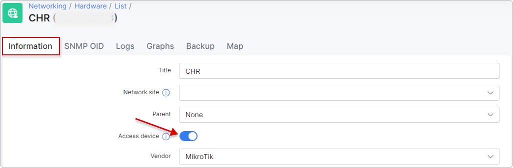 Access device toggle