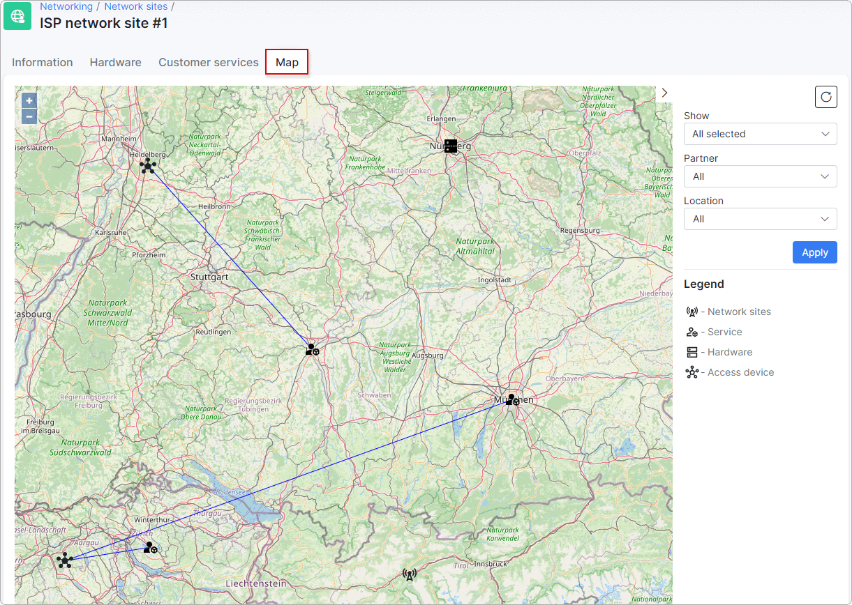 Coverage map tab