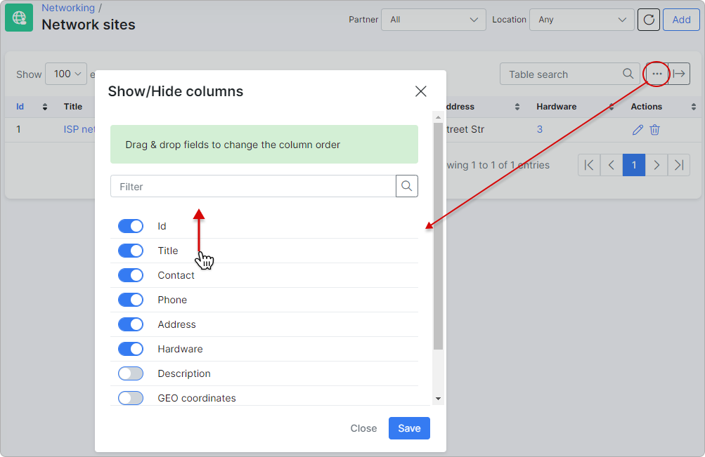 Managing table rows