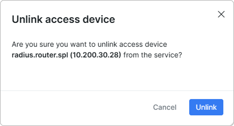 Unlink access device confirmation