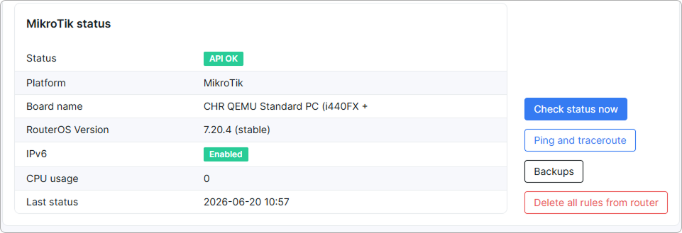 MikroTik status