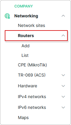 Routers menu item