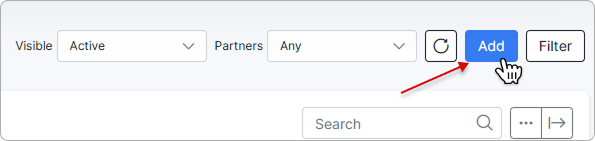 Add button on the Projects table