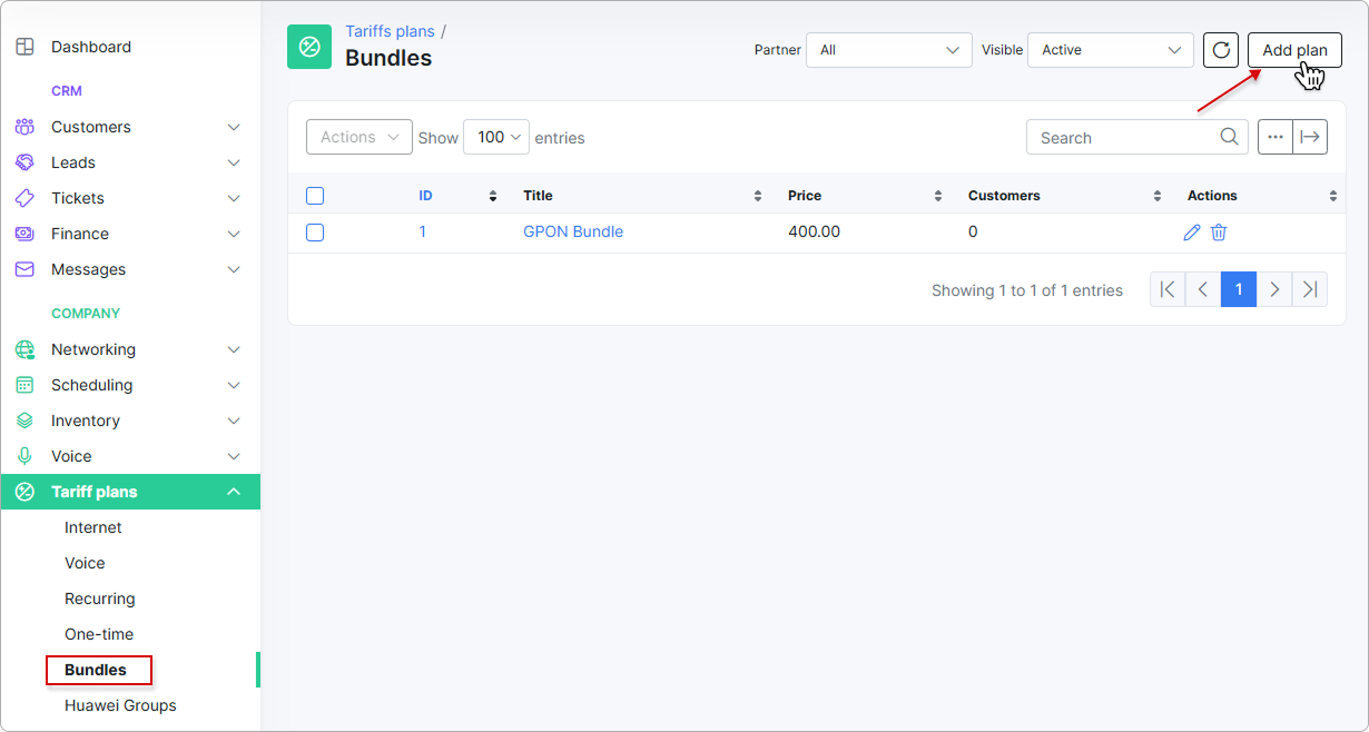 Add plan button