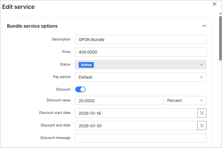 Bundle service options
