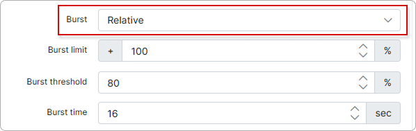 Burst settings