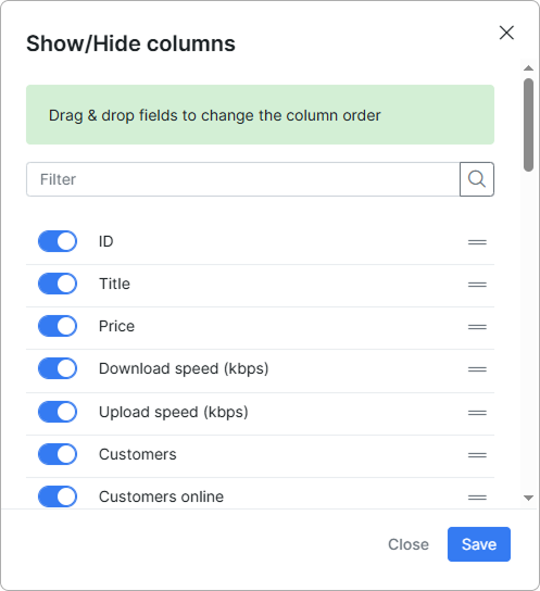 Show/hide toggles