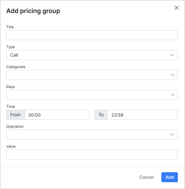 Add pricing group