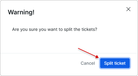 Split ticket confirmation dialog