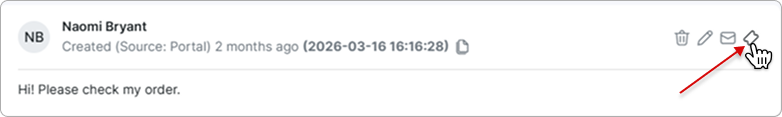 Split ticket icon next to a message