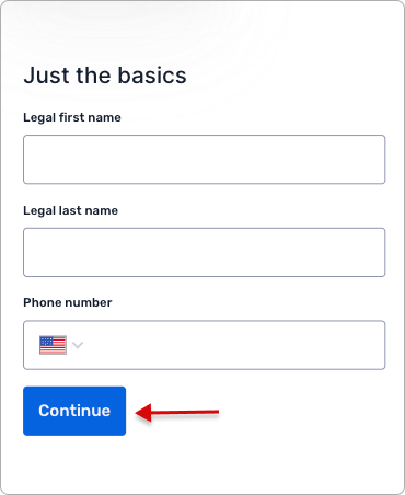 Continue button under the basic form