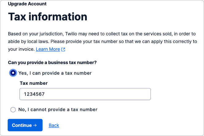 Tax information window