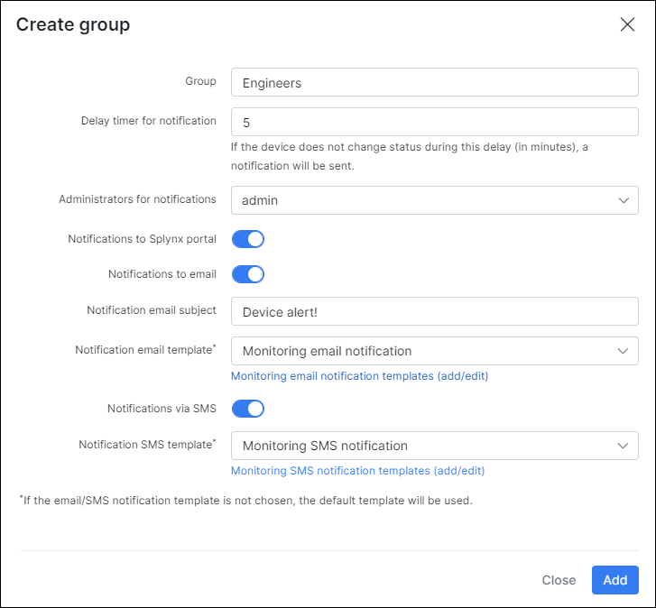 Form for creating a group