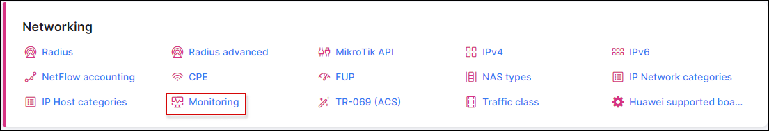 Monitoring configuration menu