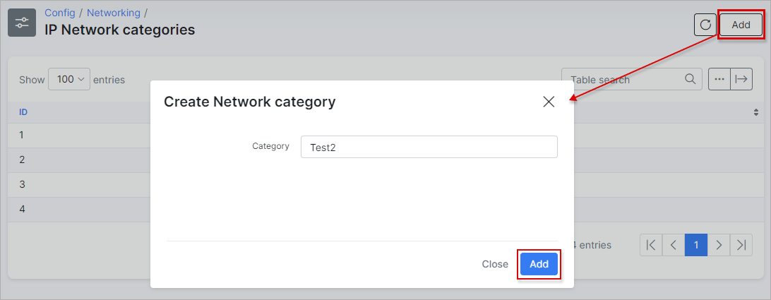 Create a network category