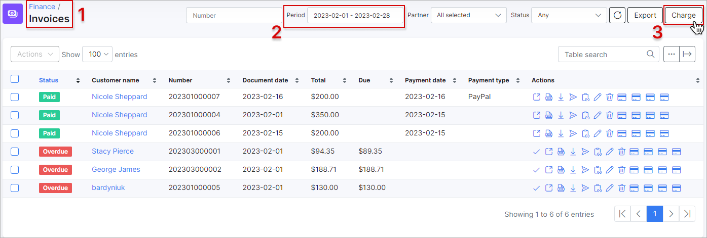 Stripe charge invoices 1