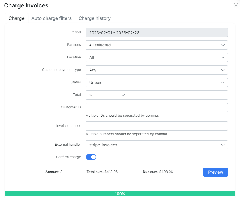 Stripe charge invoices 3
