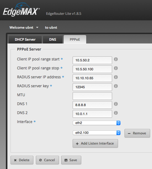 Ubiquiti: PPPoE on Edge Routers | Splynx Documentation